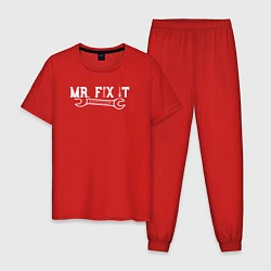 Пижама хлопковая мужская Mr FIX IT, цвет: красный