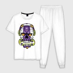 Пижама хлопковая мужская Cool art skull, цвет: белый