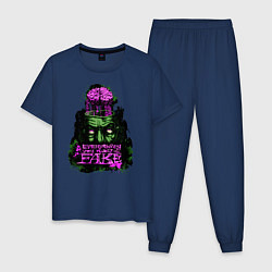 Пижама хлопковая мужская Мужчина и мозг, цвет: тёмно-синий