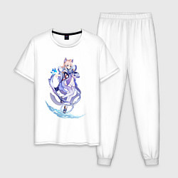 Пижама хлопковая мужская Кокоми с рыбками, цвет: белый