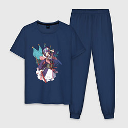 Пижама хлопковая мужская Юнь Цзинь готова к бою, цвет: тёмно-синий