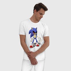 Пижама хлопковая мужская Sonic Exe Video game Hype, цвет: белый — фото 2