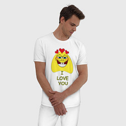 Пижама хлопковая мужская Спанч Боб I Love You, цвет: белый — фото 2