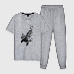 Пижама хлопковая мужская Пикирующий орёл Пуантель, цвет: меланж
