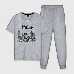 Пижама хлопковая мужская Италия Милан, цвет: меланж