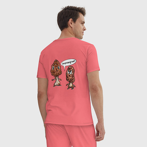 Мужская пижама Сморчокнутые Грибы с безуминкой / Коралловый – фото 4