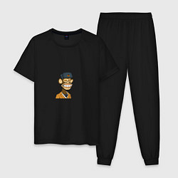 Пижама хлопковая мужская NFT Monkey, цвет: черный