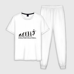 Пижама хлопковая мужская Эволюция - Волейбол, цвет: белый