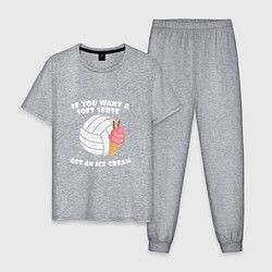 Пижама хлопковая мужская Ice Cream Volleyball, цвет: меланж