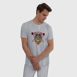 Пижама хлопковая мужская Котик Пентаграмма, цвет: меланж — фото 2