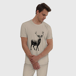 Пижама хлопковая мужская Черный олень Black Deer, цвет: миндальный — фото 2