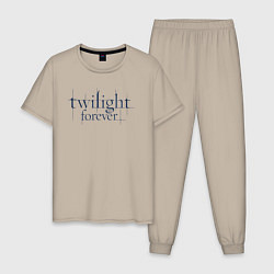 Пижама хлопковая мужская Logo Twilight, цвет: миндальный
