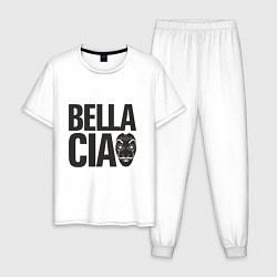 Пижама хлопковая мужская Белла Чао - Бумажный Дом, цвет: белый