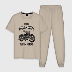Пижама хлопковая мужская American Motorcycle, цвет: миндальный