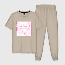 Пижама хлопковая мужская Кросплеер Китагава, цвет: миндальный