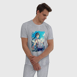 Пижама хлопковая мужская Добрая Хина, цвет: меланж — фото 2