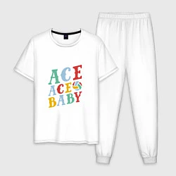 Пижама хлопковая мужская Ace Ace Baby, цвет: белый