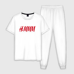 Пижама хлопковая мужская H&MMM LOGO, цвет: белый