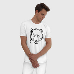 Пижама хлопковая мужская Black bear, цвет: белый — фото 2
