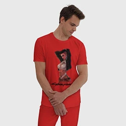 Пижама хлопковая мужская Vi cyberpunk 2077 Ви, цвет: красный — фото 2
