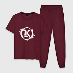 Пижама хлопковая мужская Кукрыниксы логотип цвета меланж-бордовый — фото 1