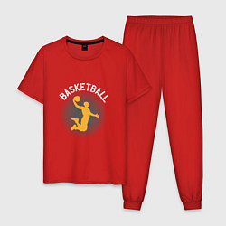Пижама хлопковая мужская Basketball Dunk, цвет: красный