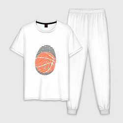 Пижама хлопковая мужская Баскетбол - Отпечаток, цвет: белый