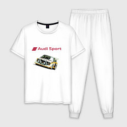Пижама хлопковая мужская Audi Racing team Power цвета белый — фото 1