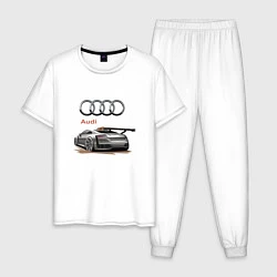 Пижама хлопковая мужская Audi Racing team, цвет: белый