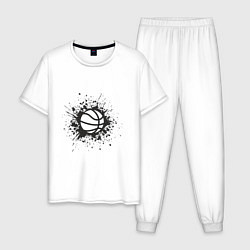 Пижама хлопковая мужская Basketball Splash, цвет: белый