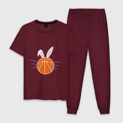 Пижама хлопковая мужская Basketball Bunny, цвет: меланж-бордовый