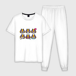 Пижама хлопковая мужская Значки на Беа Пины Бравл Старс Bea, цвет: белый