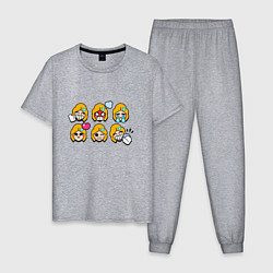 Пижама хлопковая мужская Значки на Пайпер Пины Бравл Старс Piper, цвет: меланж