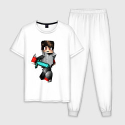 Пижама хлопковая мужская Minecraft Warrior Hero, цвет: белый