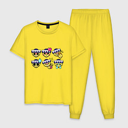 Пижама хлопковая мужская Значки на Поко Пины Бравл Старс Poco, цвет: желтый