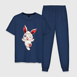 Пижама хлопковая мужская Шустрый зайчишка, цвет: тёмно-синий