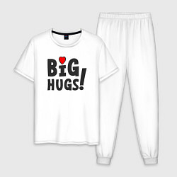 Пижама хлопковая мужская Big hugs!, цвет: белый