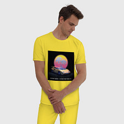 Пижама хлопковая мужская Stay Rad, Stay Retro Retrowave, цвет: желтый — фото 2