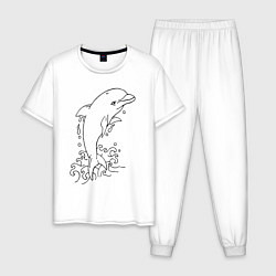 Пижама хлопковая мужская Dolphin Tattoo, цвет: белый