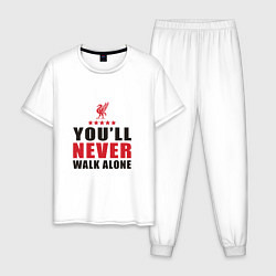 Пижама хлопковая мужская Liverpool - Never Walk Alone, цвет: белый