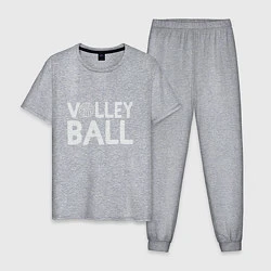 Пижама хлопковая мужская Спорт Волейбол, цвет: меланж