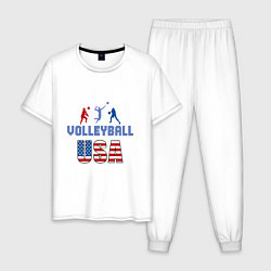 Пижама хлопковая мужская USA - Volleyball, цвет: белый