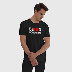 Пижама хлопковая мужская Blood Donor Day, цвет: черный — фото 2