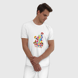 Пижама хлопковая мужская Дети с цифрами, цвет: белый — фото 2