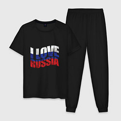 Пижама хлопковая мужская Love - Russia, цвет: черный