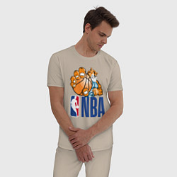Пижама хлопковая мужская NBA Tiger, цвет: миндальный — фото 2