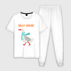 Пижама хлопковая мужская Silly Goose, цвет: белый