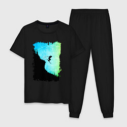 Пижама хлопковая мужская Дроп, цвет: черный