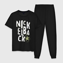 Пижама хлопковая мужская Nickelback рок группа, цвет: черный
