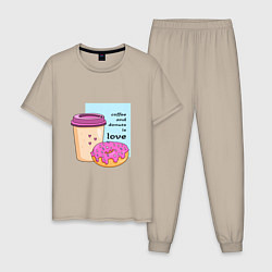 Мужская пижама Кофе и пончики - это любовь